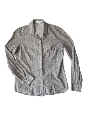 Figaret Paris women’s 12 EU 42 grey floral button up cotton shirt EUC